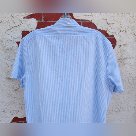 LARGE men J. LINDEBERG stripe slim fit short sleeve button down shirt SLIM FIT - Picture 9 of 16